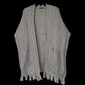 Aran Craft 100% Merino Wool Shawl Fringe Trim Parsnip Missy One Size